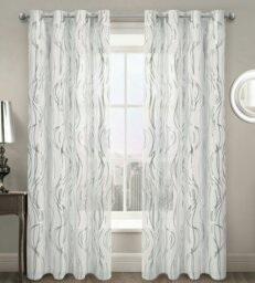 Rackhams Swirls Eyelet Voile Panel - 150cm x 182cm - Gold - thumbnail 2