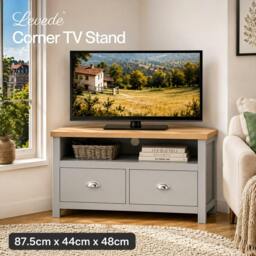 Rackhams Corner TV Stand Small TV Cabinet with Storage Drawer Entertainment Unit - thumbnail 2