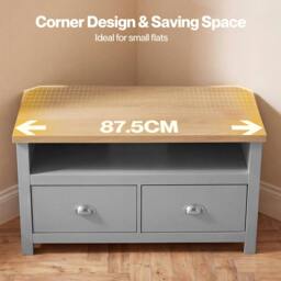 Rackhams Corner TV Stand Small TV Cabinet with Storage Drawer Entertainment Unit - thumbnail 4