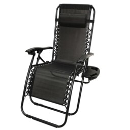 Rackhams Black Multi Position Textoline Zero Gravity Garden Relaxer Chair Lounger - SunLoungers - thumbnail 3