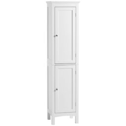Rackhams Tall Bathroom Cabinet with Adjustable Shelves, Double Door, White - White - Bathroom cabinet - MDF - thumbnail 2