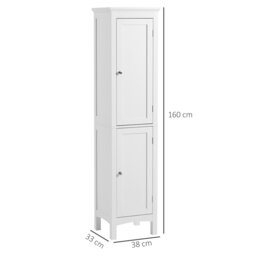 Rackhams Tall Bathroom Cabinet with Adjustable Shelves, Double Door, White - White - Bathroom cabinet - MDF - thumbnail 6