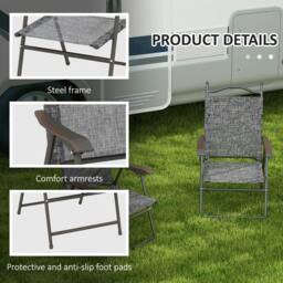 Rackhams Set of Two Folding Garden Chairs, with Fabric Mesh Seats - Grey - thumbnail 6