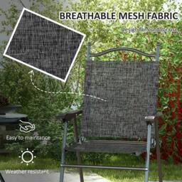 Rackhams Set of Two Folding Garden Chairs, with Fabric Mesh Seats - Grey - thumbnail 5