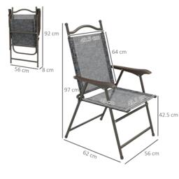 Rackhams Set of Two Folding Garden Chairs, with Fabric Mesh Seats - Grey - thumbnail 3