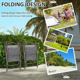 Rackhams Set of Two Folding Garden Chairs, with Fabric Mesh Seats - Grey - thumbnail 4