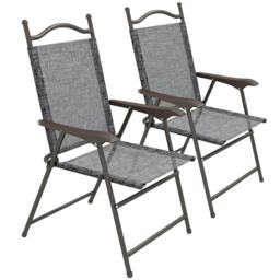 Rackhams Set of Two Folding Garden Chairs, with Fabric Mesh Seats - Grey - thumbnail 1