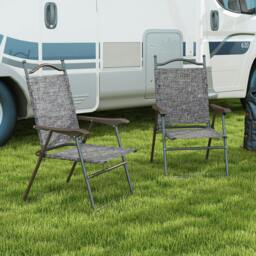 Rackhams Set of Two Folding Garden Chairs, with Fabric Mesh Seats - Grey - thumbnail 2