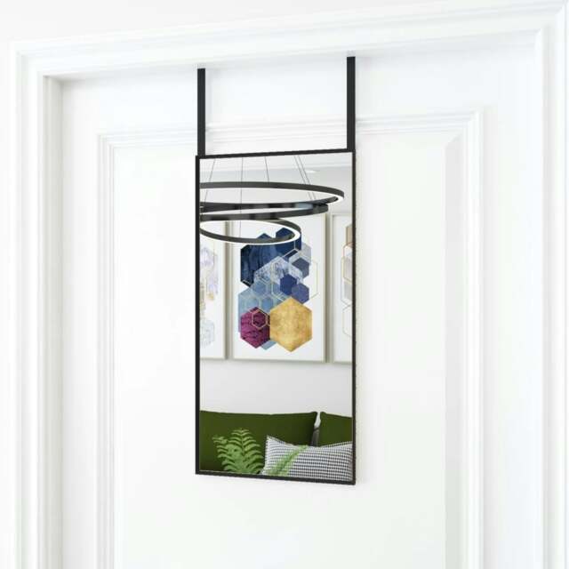 Rackhams Door Mirror Black 30x60 cm Glass and Aluminium
