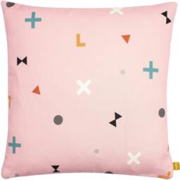 Rackhams Bitsa Recycled Cushion Cover - Blush Pink/Grey - 43cm x 43cm - Blush Pink/Grey - 100% Repreve Polyester - thumbnail 1