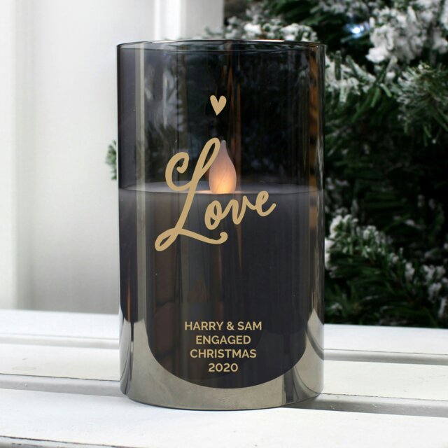 Rackhams Personalised Love Smoked Glass LED Candle - image 1