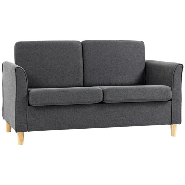 Rackhams Compact Loveseat Sofa, Modern 2 Seater Sofa for Living Room with Wood Legs and Armrests, Dark Grey - image 1