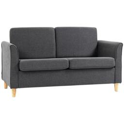 Rackhams Compact Loveseat Sofa, Modern 2 Seater Sofa for Living Room with Wood Legs and Armrests, Dark Grey - thumbnail 1