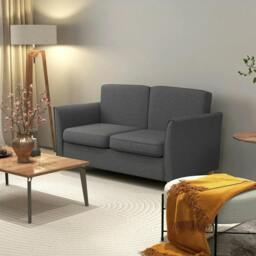 Rackhams Compact Loveseat Sofa, Modern 2 Seater Sofa for Living Room with Wood Legs and Armrests, Dark Grey - thumbnail 2