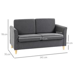 Rackhams Compact Loveseat Sofa, Modern 2 Seater Sofa for Living Room with Wood Legs and Armrests, Dark Grey - thumbnail 3