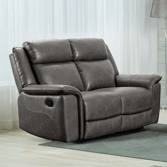 Rackhams Toronto Reclining Leather-Like 2 Seater Sofa Black or Grey - Grey - image 1