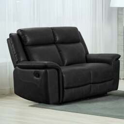 Rackhams Toronto Reclining Leather-Like 2 Seater Sofa Black or Grey - Grey - thumbnail 2