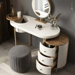 Rackhams Tandy Dressing Table With LED Mirror, White,  Makeup Vanity - With Stool - Black - Dressing Table With Stool - thumbnail 5