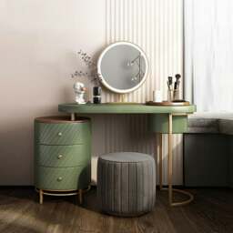 Rackhams Tandy Dressing Table With LED Mirror, White,  Makeup Vanity - With Stool - Black - Dressing Table With Stool - thumbnail 3