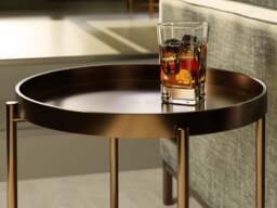 Rackhams Adriana Round Side Tables - Grey Fluted Glass - Dark Chrome - thumbnail 5
