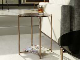 Rackhams Adriana Round Side Tables - Grey Fluted Glass - Dark Chrome - thumbnail 3