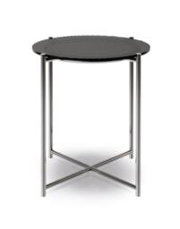 Rackhams Adriana Round Side Tables - Grey Fluted Glass - Dark Chrome - thumbnail 1