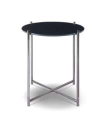 Rackhams Adriana Round Side Tables - Grey Fluted Glass - Dark Chrome - thumbnail 2