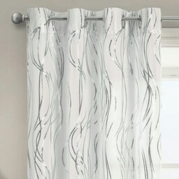 Rackhams Swirls Eyelet Voile Panel - 150cm x 122cm - Silver - thumbnail 2
