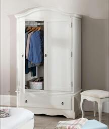 Rackhams Romance Double Wardrobe With Drawer. French 2 Door Wardrobe - Oatmeal (Cream tone) - thumbnail 3