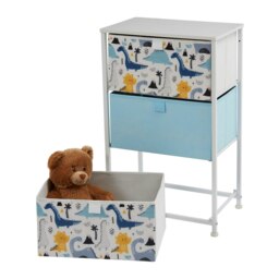 Rackhams Dinosaur 3 Drawer Kids Storage Chest - Blue/White - thumbnail 5