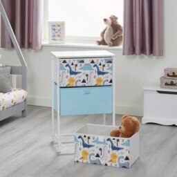 Rackhams Dinosaur 3 Drawer Kids Storage Chest - Blue/White - thumbnail 4
