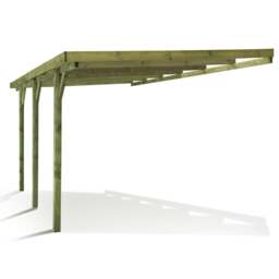 Rackhams Henri Wall-Mounted Wooden Carport 3m x 5.25m Pressure Treated Pergola - thumbnail 4