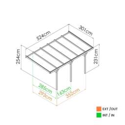Rackhams Henri Wall-Mounted Wooden Carport 3m x 5.25m Pressure Treated Pergola - thumbnail 2