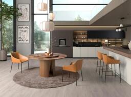 Rackhams Round walnut dining table 1130 - thumbnail 5