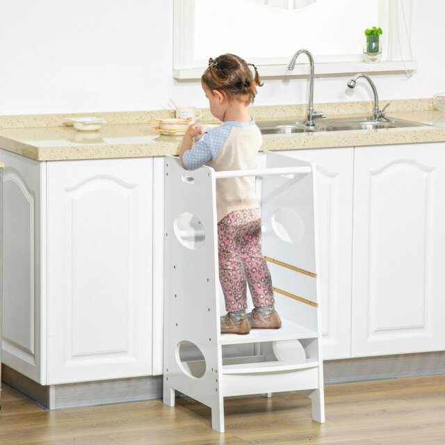 Rackhams Kids Step Stool Toddler Kitchen Stool w/ Adjustable Standing Platform - image 1