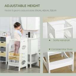 Rackhams Kids Step Stool Toddler Kitchen Stool w/ Adjustable Standing Platform - thumbnail 3