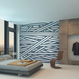 Rackhams Striped Criss Cross Pattern Wall Mural - Blue - Medium - W300cm x H240cm - thumbnail 1