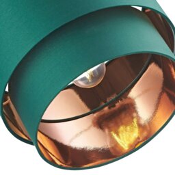 Rackhams Modern Forest Green Cotton Double Tier Ceiling Shade with Shiny Copper Inner - thumbnail 3