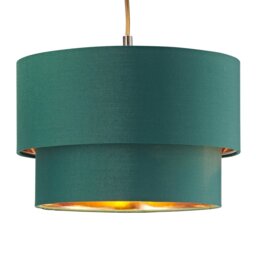 Rackhams Modern Forest Green Cotton Double Tier Ceiling Shade with Shiny Copper Inner - thumbnail 2