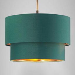 Rackhams Modern Forest Green Cotton Double Tier Ceiling Shade with Shiny Copper Inner - thumbnail 5