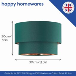 Rackhams Modern Forest Green Cotton Double Tier Ceiling Shade with Shiny Copper Inner - thumbnail 6