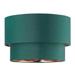 Rackhams Modern Forest Green Cotton Double Tier Ceiling Shade with Shiny Copper Inner - thumbnail 1
