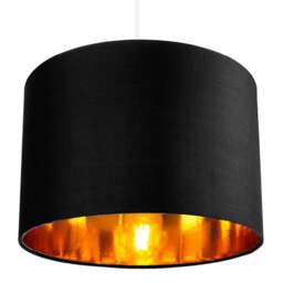 "Rackhams Contemporary Black Cotton 12"" Table/Pendant Lamp Shade with Shiny Golden Inner" - thumbnail 6
