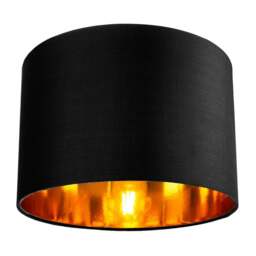 "Rackhams Contemporary Black Cotton 12"" Table/Pendant Lamp Shade with Shiny Golden Inner"