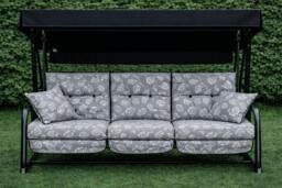 Rackhams REPLACEMENT CUSHION ONLY Vienna Deluxe 3 Seater Garden Hammock (Pattern options available) - Aspen Grey Leaf - 153cm (H) x 140cm (W) X 121cm (D) - thumbnail 1