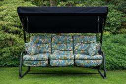 Rackhams REPLACEMENT CUSHION ONLY Vienna Deluxe 3 Seater Garden Hammock (Pattern options available) - Aspen Grey Leaf - 153cm (H) x 140cm (W) X 121cm (D) - thumbnail 5