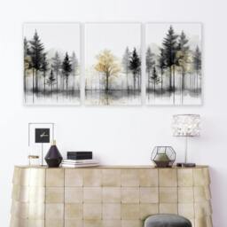 Rackhams Modern Living Room Wall Art - Set of 3 Asian Inspired Wall art Prints - 20 x 30 in / 50 x 76 cm - Polyester Canvas 260 gsm - Canvas wrapped - thumbnail 4