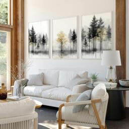 Rackhams Modern Living Room Wall Art - Set of 3 Asian Inspired Wall art Prints - 20 x 30 in / 50 x 76 cm - Polyester Canvas 260 gsm - Canvas wrapped - thumbnail 6