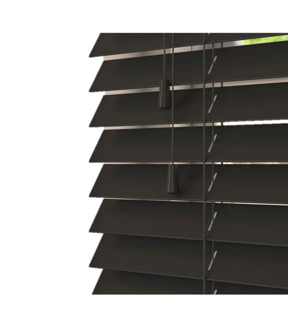 Rackhams Onyx Smooth Finish Faux Wood Venetian Blinds with Strings (130cm drop) - 250cm - image 1