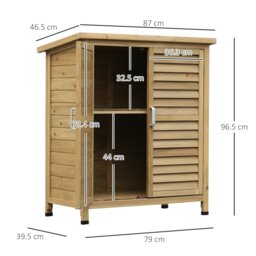Rackhams Garden Storage Shed Solid Fir Wood Garage Organisation w/ Doors Natural - thumbnail 5